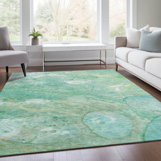 Piper Looms Chantille Abstract ACN1941 Teal Machine Washable Area Rug Lifestyle Image Feature