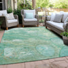 Piper Looms Chantille Abstract ACN1941 Teal Machine Washable Area Rug Outdoor Lifestyle Image Feature