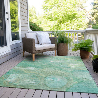 Piper Looms Chantille Abstract ACN1941 Teal Machine Washable Area Rug Outdoor Lifestyle Image Feature