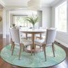 Piper Looms Chantille Abstract ACN1941 Teal Machine Washable Area Rug Round Lifestyle Image Feature