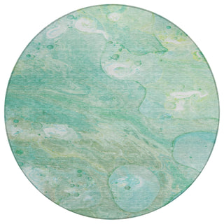Piper Looms Chantille Abstract ACN1941 Teal Machine Washable Area Rug Round Main Image