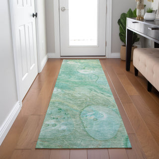 Piper Looms Chantille Abstract ACN1941 Teal Machine Washable Area Rug Runner Lifestyle Image Feature