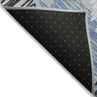 Piper Looms Chantille Geometric ACN1942 Blue Machine Washable Area Rug Backing Image