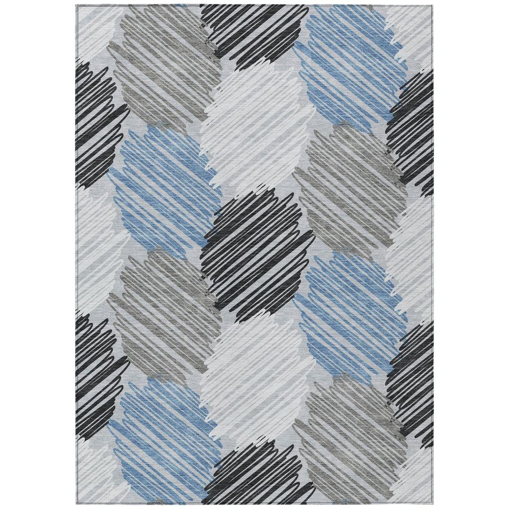 Piper Looms Chantille Geometric ACN1942 Blue Machine Washable Area Rug main image