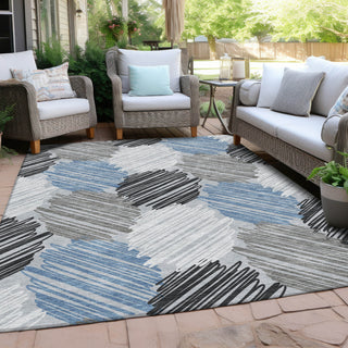 Piper Looms Chantille Geometric ACN1942 Blue Machine Washable Area Rug Outdoor Lifestyle Image Feature