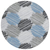 Piper Looms Chantille Geometric ACN1942 Blue Machine Washable Area Rug Round Main Image