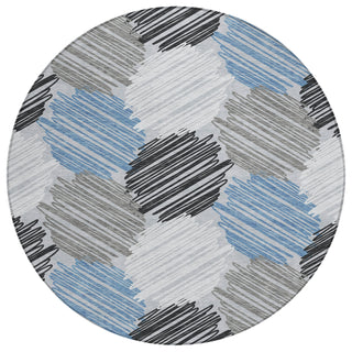 Piper Looms Chantille Geometric ACN1942 Blue Machine Washable Area Rug Round Main Image