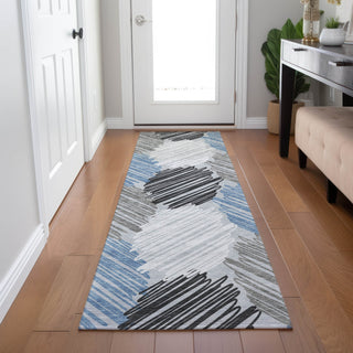 Piper Looms Chantille Geometric ACN1942 Blue Machine Washable Area Rug Runner Lifestyle Image Feature