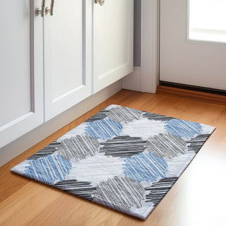 Piper Looms Chantille Geometric ACN1942 Blue Machine Washable Area Rug Scatter Lifestyle Image Feature