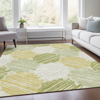 Piper Looms Chantille Geometric ACN1942 Green Machine Washable Area Rug Lifestyle Image Feature