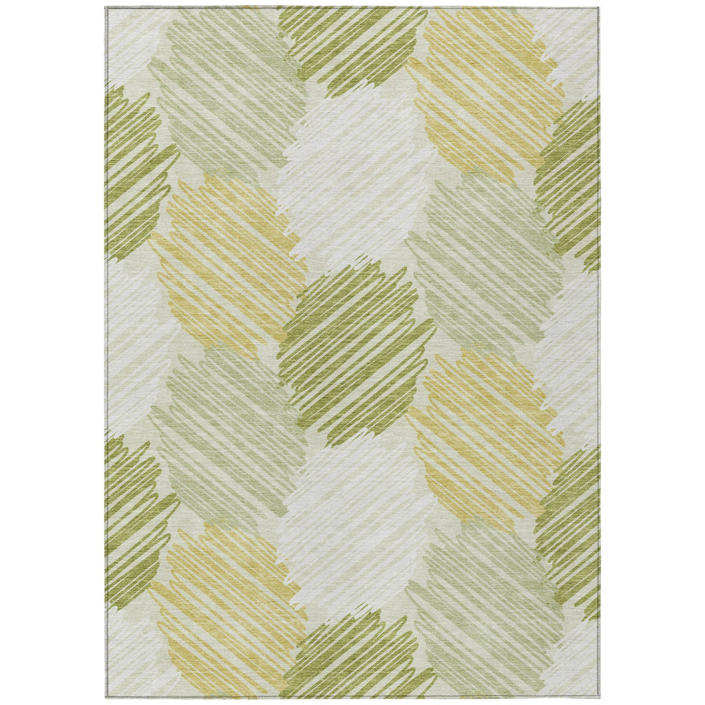 Piper Looms Chantille Geometric ACN1942 Green Machine Washable Area Rug main image