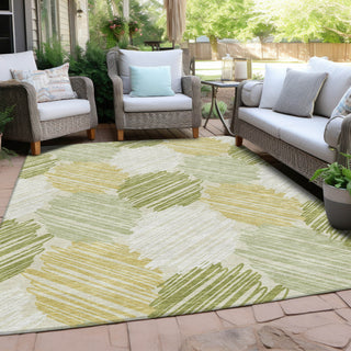 Piper Looms Chantille Geometric ACN1942 Green Machine Washable Area Rug Outdoor Lifestyle Image Feature