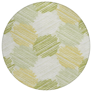 Piper Looms Chantille Geometric ACN1942 Green Machine Washable Area Rug Round Main Image