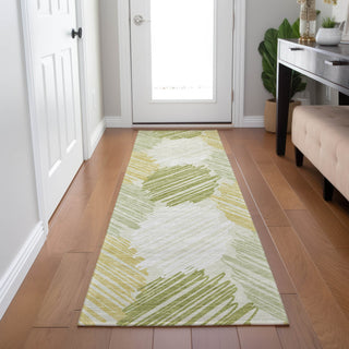 Piper Looms Chantille Geometric ACN1942 Green Machine Washable Area Rug Runner Lifestyle Image Feature