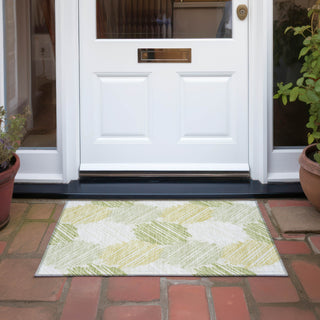 Piper Looms Chantille Geometric ACN1942 Green Machine Washable Area Rug Scatter Outdoor Lifestyle Image Feature