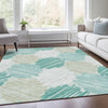 Piper Looms Chantille Geometric ACN1942 Teal Machine Washable Area Rug Lifestyle Image Feature