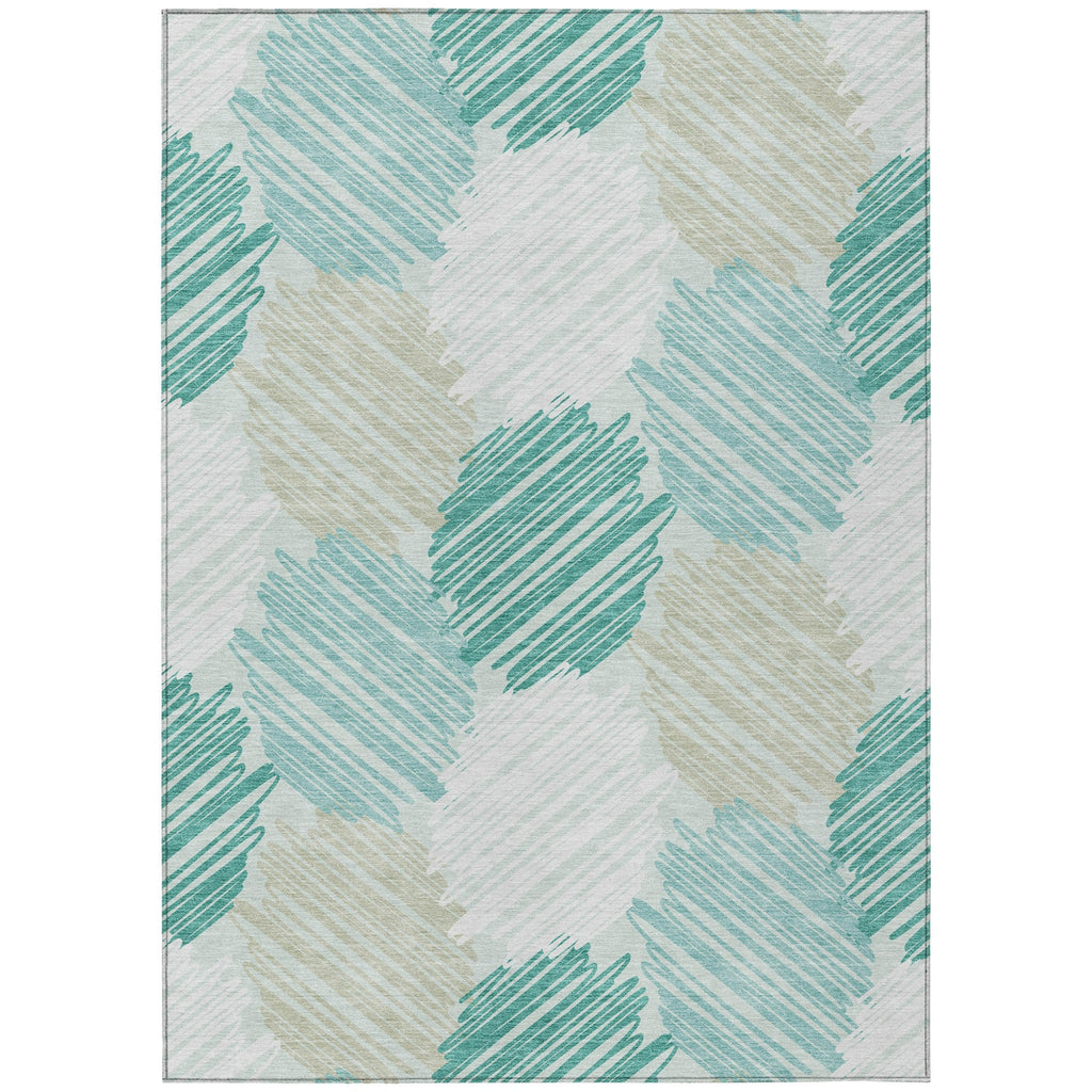 Piper Looms Chantille Geometric ACN1942 Teal Machine Washable Area Rug main image