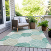 Piper Looms Chantille Geometric ACN1942 Teal Machine Washable Area Rug Outdoor Lifestyle Image Feature