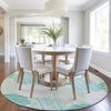 Piper Looms Chantille Geometric ACN1942 Teal Machine Washable Area Rug Round Lifestyle Image Feature