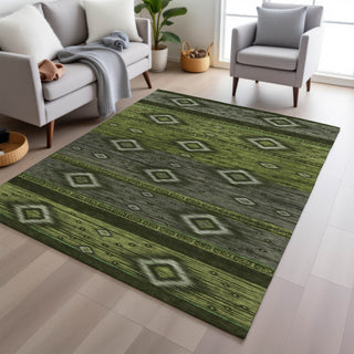 Piper Looms Chantille Tribal ACN1943 Aloe Machine Washable Area Rug Lifestyle Image Feature