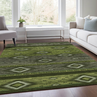 Piper Looms Chantille Tribal ACN1943 Aloe Machine Washable Area Rug Lifestyle Image Feature