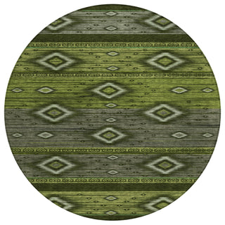 Piper Looms Chantille Tribal ACN1943 Aloe Machine Washable Area Rug Round Main Image
