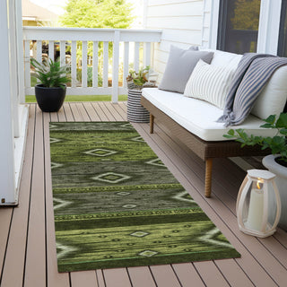 Piper Looms Chantille Tribal ACN1943 Aloe Machine Washable Area Rug Runner Outdoor Lifestyle Image Feature