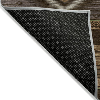 Piper Looms Chantille Tribal ACN1943 Chocolate Machine Washable Area Rug Backing Image