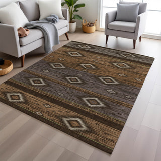 Piper Looms Chantille Tribal ACN1943 Chocolate Machine Washable Area Rug Lifestyle Image Feature