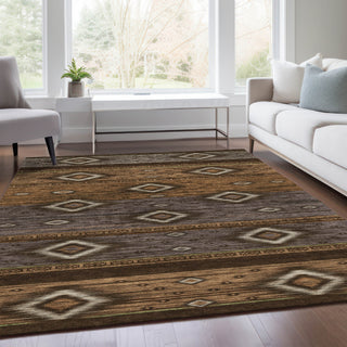 Piper Looms Chantille Tribal ACN1943 Chocolate Machine Washable Area Rug Lifestyle Image Feature