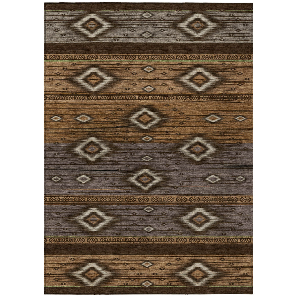 Piper Looms Chantille Tribal ACN1943 Chocolate Machine Washable Area Rug main image