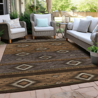 Piper Looms Chantille Tribal ACN1943 Chocolate Machine Washable Area Rug Outdoor Lifestyle Image Feature