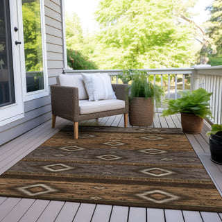 Piper Looms Chantille Tribal ACN1943 Chocolate Machine Washable Area Rug Outdoor Lifestyle Image Feature