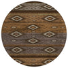 Piper Looms Chantille Tribal ACN1943 Chocolate Machine Washable Area Rug Round Main Image