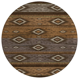 Piper Looms Chantille Tribal ACN1943 Chocolate Machine Washable Area Rug Round Main Image