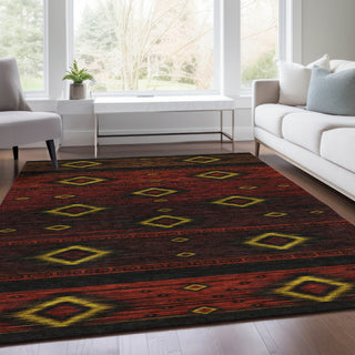 Piper Looms Chantille Tribal ACN1943 Red Machine Washable Area Rug Lifestyle Image Feature