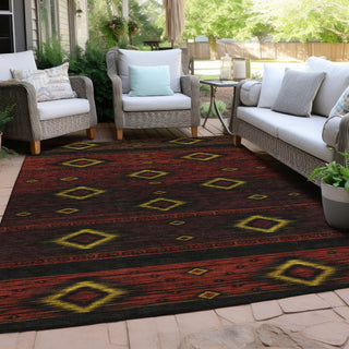 Piper Looms Chantille Tribal ACN1943 Red Machine Washable Area Rug Outdoor Lifestyle Image Feature