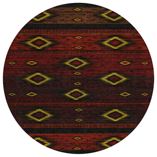 Piper Looms Chantille Tribal ACN1943 Red Machine Washable Area Rug Round Main Image