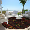 Piper Looms Chantille Tribal ACN1943 Red Machine Washable Area Rug Round Outdoor Lifestyle Image Feature