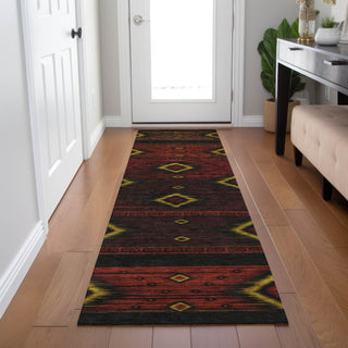 Piper Looms Chantille Tribal ACN1943 Red Machine Washable Area Rug Runner Lifestyle Image Feature
