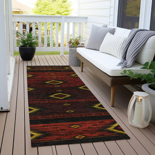 Piper Looms Chantille Tribal ACN1943 Red Machine Washable Area Rug Runner Outdoor Lifestyle Image Feature