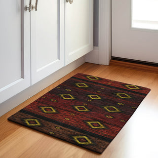 Piper Looms Chantille Tribal ACN1943 Red Machine Washable Area Rug Scatter Lifestyle Image Feature
