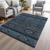 Piper Looms Chantille Tribal ACN1943 Teal Machine Washable Area Rug Lifestyle Image Feature