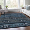 Piper Looms Chantille Tribal ACN1943 Teal Machine Washable Area Rug Lifestyle Image Feature