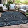 Piper Looms Chantille Tribal ACN1943 Teal Machine Washable Area Rug Outdoor Lifestyle Image Feature