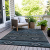 Piper Looms Chantille Tribal ACN1943 Teal Machine Washable Area Rug Outdoor Lifestyle Image Feature