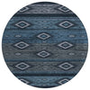 Piper Looms Chantille Tribal ACN1943 Teal Machine Washable Area Rug Round Main Image