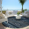 Piper Looms Chantille Tribal ACN1943 Teal Machine Washable Area Rug Round Outdoor Lifestyle Image Feature