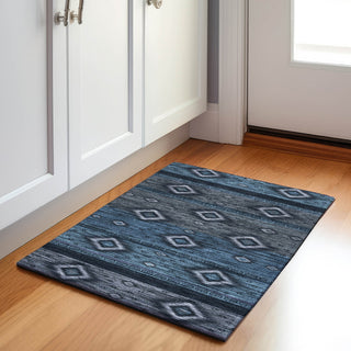 Piper Looms Chantille Tribal ACN1943 Teal Machine Washable Area Rug Scatter Lifestyle Image Feature