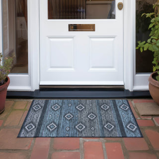 Piper Looms Chantille Tribal ACN1943 Teal Machine Washable Area Rug Scatter Outdoor Lifestyle Image Feature
